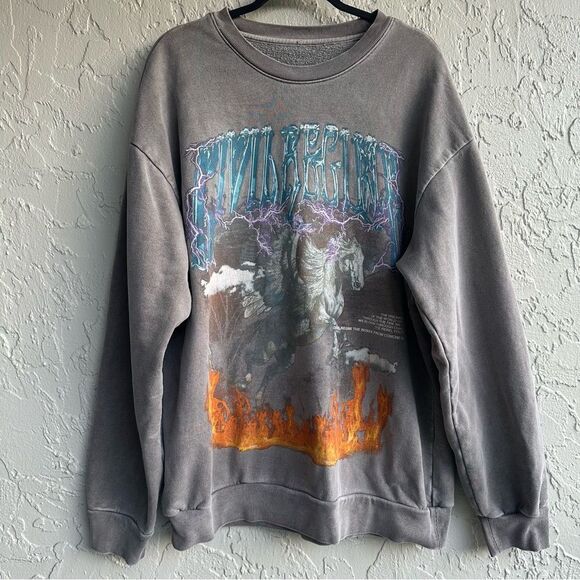 CIVIL REGIME Sweatshirt Men XL Graphic Rose Horse Lightning Pullover - Picture 1 of 9